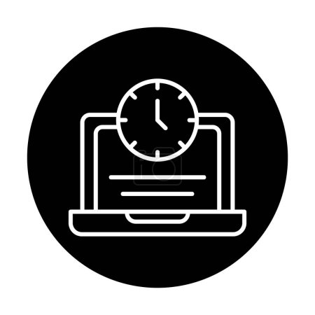 Illustration for Laptop computer with clock icon, vector illustration. Overwork concept - Royalty Free Image
