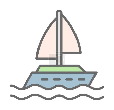 Téléchargez les illustrations : Icône de yacht illustration vectorielle - en licence libre de droit