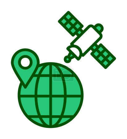 Téléchargez les illustrations : Planète Terre avec système satellite icône - en licence libre de droit