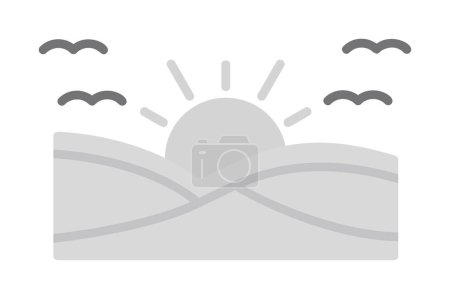Illustration for Simple flat sunset  and sea vector illustration design - Royalty Free Image