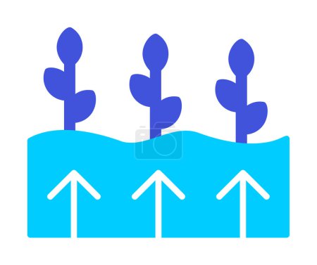 Téléchargez les illustrations : Plantes et flèches icône vectoriel illustration. Concept d'énergie géothermique - en licence libre de droit