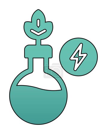 Ilustración de Concepto científico con planta en tubo de ensayo y símbolo de energía - Imagen libre de derechos