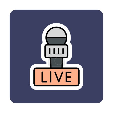 Illustration for Microphone with live stream web icon, vector illustration - Royalty Free Image