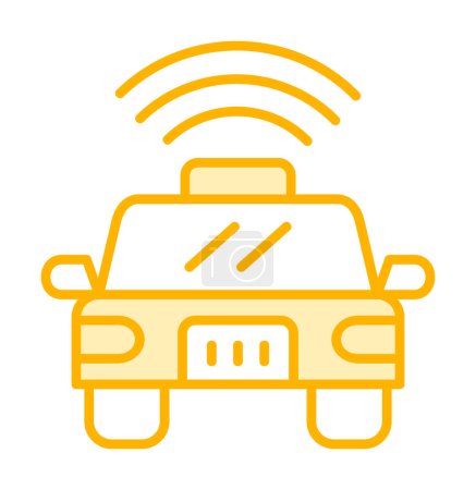 Illustration for Smart car flat icon. Remote access to automobile control. Internet of Things. Vector illustration - Royalty Free Image