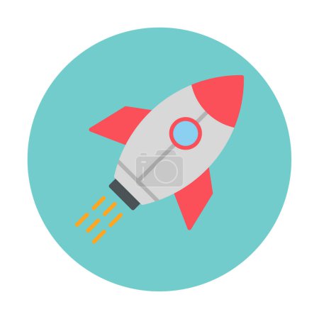 Téléchargez les illustrations : Concept de lancement d'entreprise, icône de fusée, design plat - en licence libre de droit