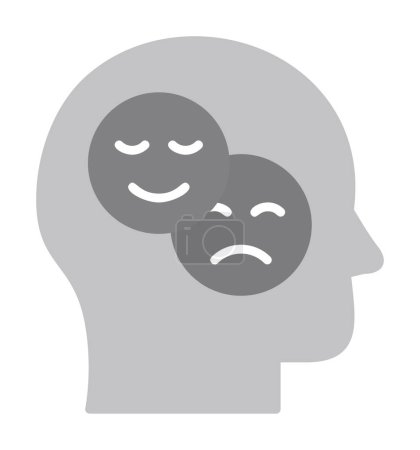Téléchargez les illustrations : Bipolar disorder or depression BP web icon, vector illustration. Showing mental health symbols - en licence libre de droit