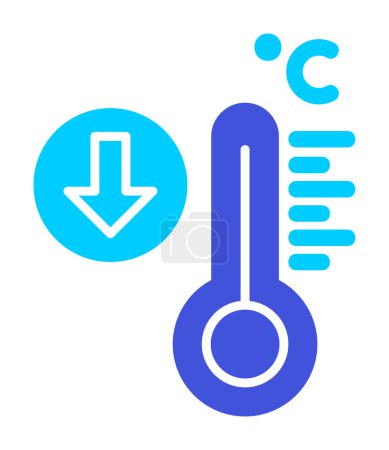 Téléchargez les illustrations : Thermomètre avec illustration vectorielle icône basse température - en licence libre de droit