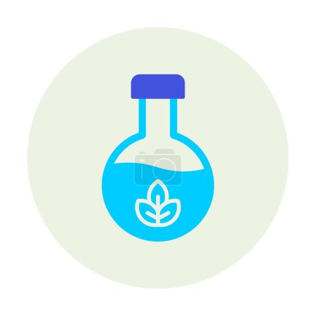 Illustration for Vector flask with leaves icon illustration. Chemistry concept - Royalty Free Image