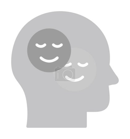 Téléchargez les illustrations : Tête avec deux visages souriants icône, illustration vectorielle - en licence libre de droit