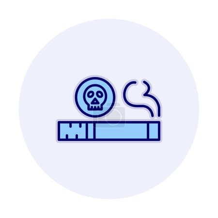 Illustration for Simple flat  skull with cigarette   icon - Royalty Free Image