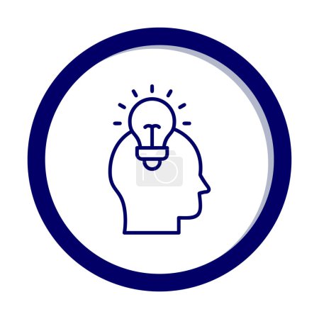 Ilustración de Cabeza humana con bombilla icono de luz, ilustración de vectores - Imagen libre de derechos