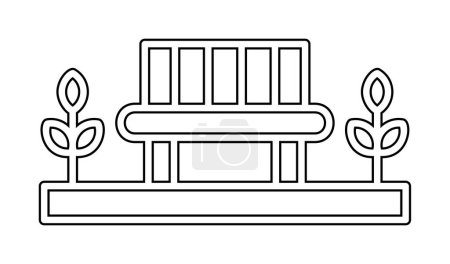 Illustration for Park garden bench icon. flat color design. vector illustration - Royalty Free Image