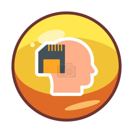 Téléchargez les photos : Tête humaine avec icône de carte mémoire, illustration vectorielle - en image libre de droit