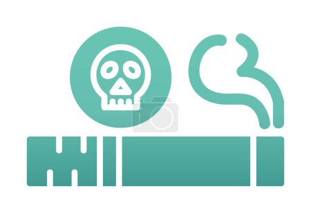 Téléchargez les illustrations : Crâne plat graphique avec icône de cigarette - en licence libre de droit