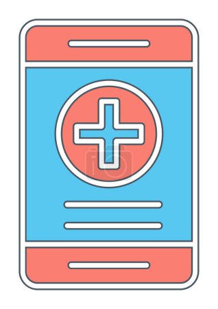 Téléchargez les illustrations : Illustration vectorielle d'icône Assurance santé en ligne - en licence libre de droit