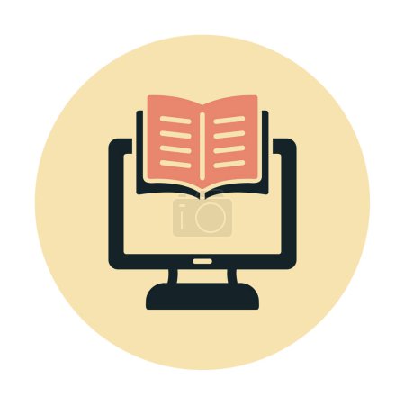 Ilustración de Libro electrónico e icono de la pantalla del ordenador, ilustración vectorial - Imagen libre de derechos