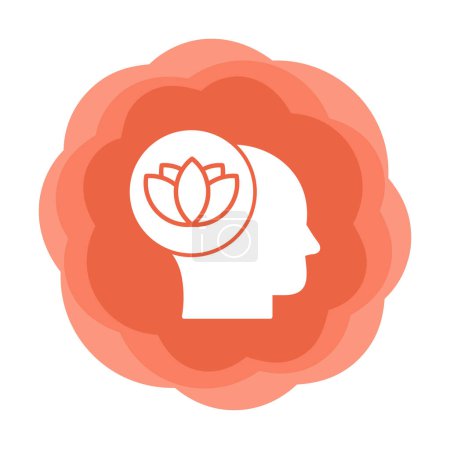Téléchargez les photos : Tête avec icône de fleur de lotus, illustration vectorielle design simple - en image libre de droit