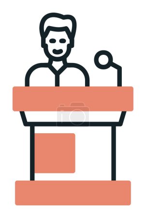 Ilustración de Hombres dando discurso en el icono del soporte de voz, ilustración vectorial - Imagen libre de derechos