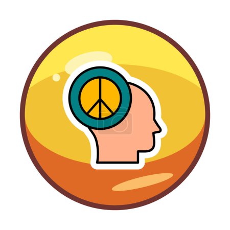 Téléchargez les photos : Icône de tête avec symbole de paix, illustration vectorielle design simple - en image libre de droit