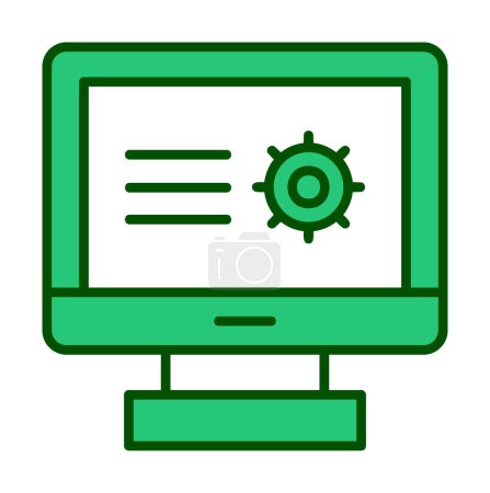 Téléchargez les illustrations : Moniteur d'ordinateur avec graphique, icône de recherche, illustration vectorielle - en licence libre de droit