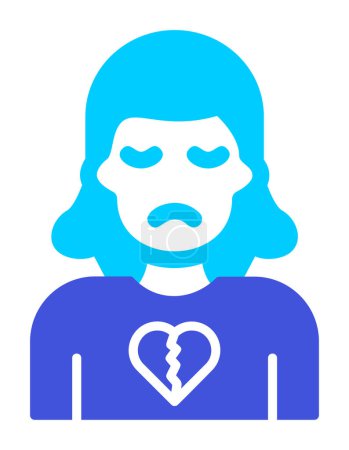 Illustration for Sad woman with  Broken Heart  icon  illustration - Royalty Free Image
