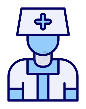 Téléchargez les illustrations : Infirmière vecteur icône de couleur plate - en licence libre de droit