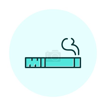 Téléchargez les illustrations : Cigarette avec icône de fumée, style de ligne, illustration vectorielle - en licence libre de droit