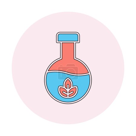 Illustration for Vector flask with leaves icon illustration. Chemistry concept - Royalty Free Image