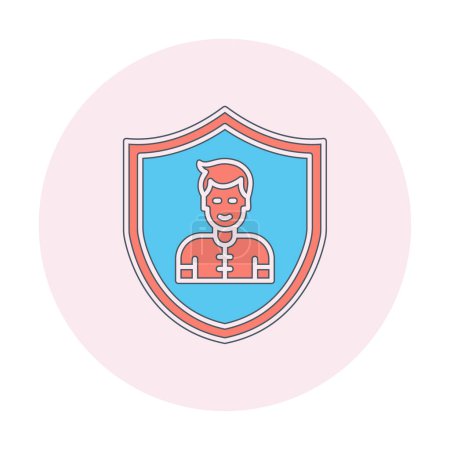 Illustration for Man in shield icon, vector illustration - Royalty Free Image