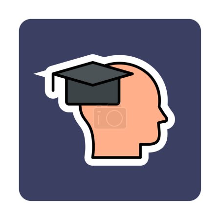 Illustration for Human head with a graduation hat icon. - Royalty Free Image