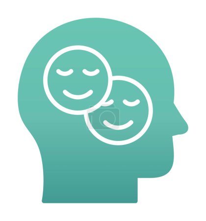 Ilustración de Cabeza con dos caras sonrientes icono, ilustración vectorial - Imagen libre de derechos