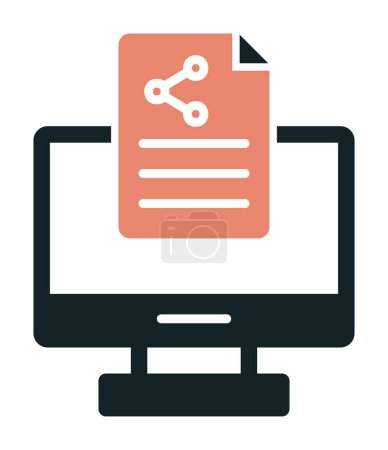 Illustration for Flat computer with Sharing  icon   vector - Royalty Free Image