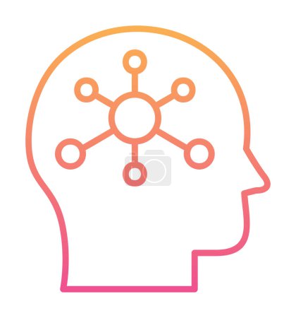 Illustration for Flat brain icon with Psychology sign  vector illustration - Royalty Free Image