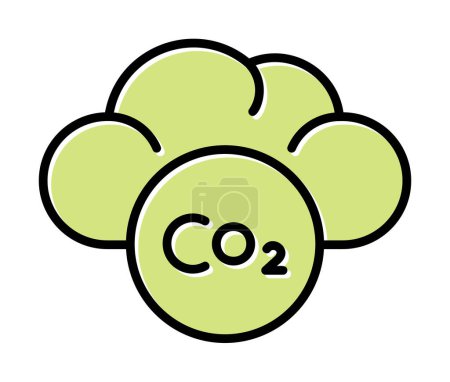 flat cloud with co 2 emissions icon   illustration 