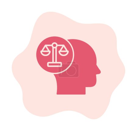 Ilustración de Oído con el icono de la escala de la justicia, ilustración del concepto de ley - Imagen libre de derechos