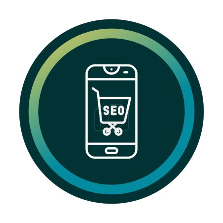 Téléchargez les illustrations : Illustration vectorielle de l'icône SEO moderne et smartphone - en licence libre de droit