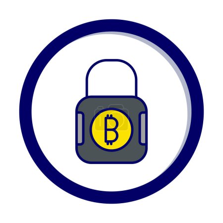 Téléchargez les illustrations : Bitcoin Verrouillage payant icône, illustration vectorielle - en licence libre de droit