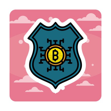Illustration for Flat bitcoin and Shield vector icon - Royalty Free Image