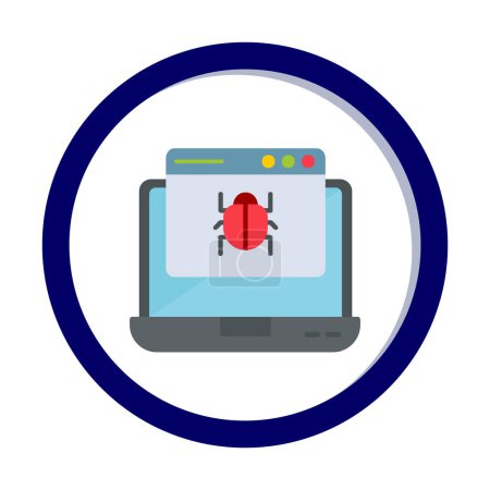 Ilustración de Ordenador portátil infectado por el icono de malware - Imagen libre de derechos