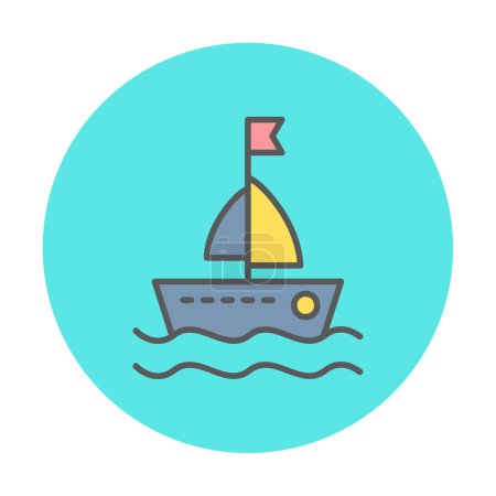 Illustration for Sailboat  icon isolated on background.  vector illustration - Royalty Free Image