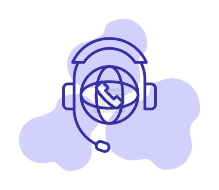 Ilustración de Simple icono de soporte de World Call Center, ilustración de vectores - Imagen libre de derechos