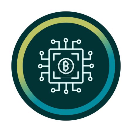 Ilustración de Bitcoin moneda digital. Placa de circuito informático. icono en el estilo de moda fondo aislado - Imagen libre de derechos