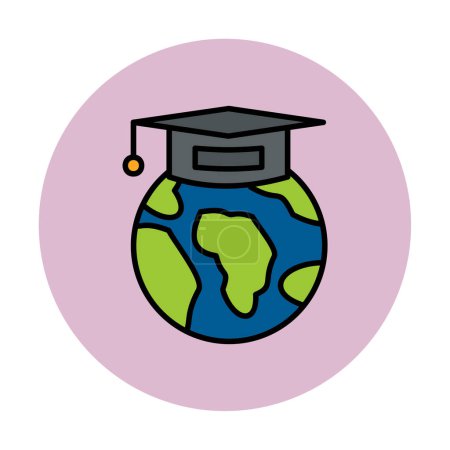 Téléchargez les illustrations : Illustration vectorielle, Style d'élément d'icône de l'éducation mondiale - en licence libre de droit
