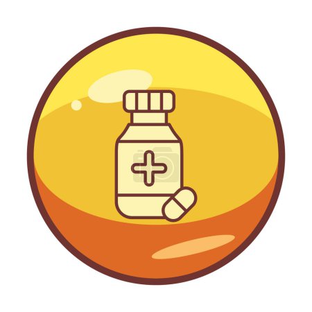 Téléchargez les illustrations : Illustration vectorielle de Flacon de médecine avec icône de pilule - en licence libre de droit