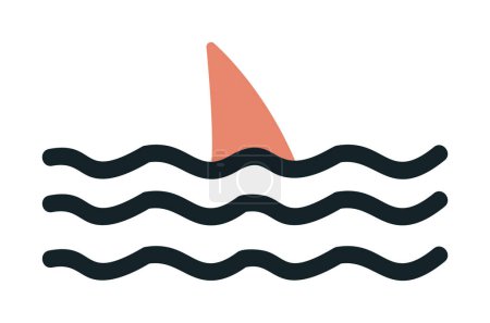 Téléchargez les illustrations : Nageoire de requin dans l'icône de la mer, illustration vectorielle - en licence libre de droit