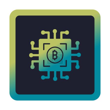 Téléchargez les illustrations : Bitcoin monnaie numérique. Carte de circuit informatique. icône en arrière-plan isolé de style tendance - en licence libre de droit