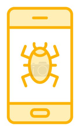 Illustration for Smartphone with  Mobile Virus isolated vector icon - Royalty Free Image