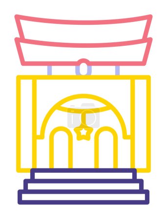 Téléchargez les illustrations : Simple ancienne icône du sanctuaire asiatique, illustration vectorielle - en licence libre de droit