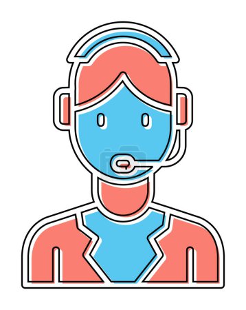 Téléchargez les illustrations : Illustration vectorielle de la personne avec casque, concept Customer Service Agent - en licence libre de droit