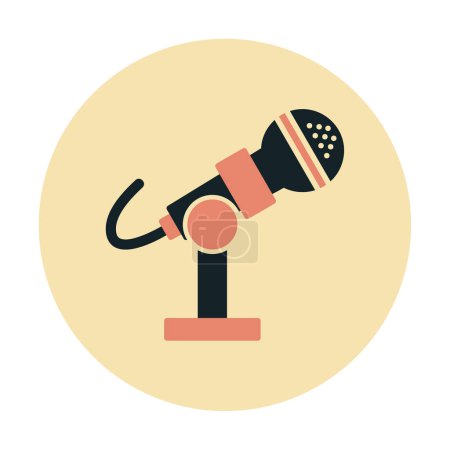 Téléchargez les illustrations : Illustration vectorielle d'icône de microphone. Support de microphone - en licence libre de droit